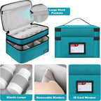 LEFOR·Z Medicine Storage Bag,Double Layers Pill Bottle Organizer Bag Empty with Lockable Zipper&Adjustable Divider,Medication Travel Carrying Bag for Pills,Vitamins,Medical Supplies,Teal Color