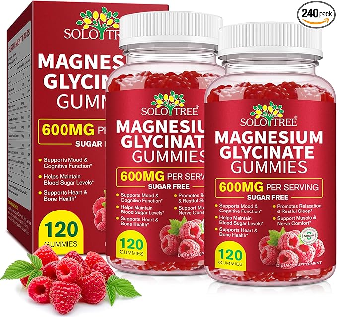 Magnesium Glycinate Gummies,240 Count Magnesium Complex Supplement |Sleep, Calm & Relaxation Support|High Absorption MagnesiumGummies for Women, Men & Family|Gluten-Free