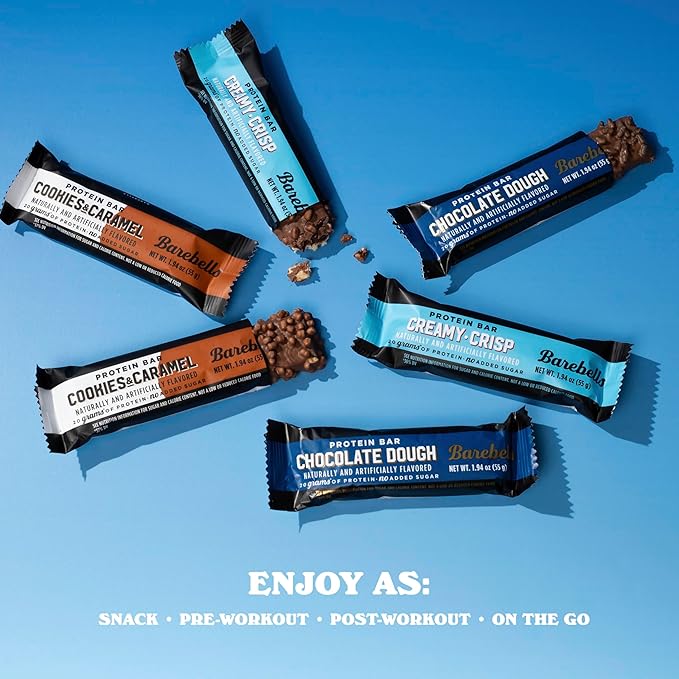 Barebells Starter Pack (3 Mix Pack) – 36 Total Bars, High Protein Snack, with 20g Protein & No Added Sugar – On-the-Go Breakfast or Post-Workout Treat, Cookies and Caramel, Creamy Crisp, Chocolate Dough