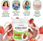NaturalSlim Metabolic Protein Powder with Collagen, whey protein powder shake, Hydrolyzed Collagen with L-Glutamine for Metabolic Support, Digestion, Skin, Joints & Muscle, Low Carb 17.06oz Strawberry