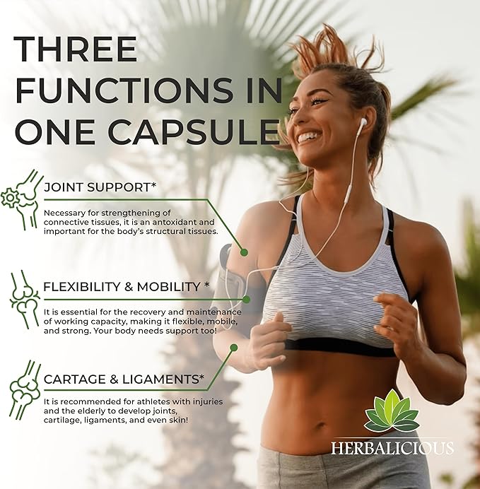 HERBALICIOUS Bovine Collagen Supplements for Men and Women | Hydrolyzed Grass-Fed Bovine Collagen Peptides | Joint, Nerve & Bone Support | Non-GMO, Anti-Aging | 100 Capsules