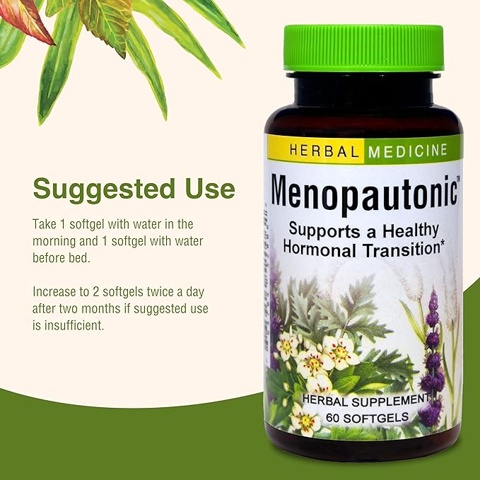 Herbs Etc. Menopautonic - Support Healthy Hormones - Menopausal Health Supplement with Chastetree Berry, Black Cohosh & Ginseng - Supports Ovary Health & Vaginal Walls - 60 Softgels (60 Servings)
