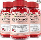 Apple Cider Vinegar Gummies, Max Strength 2000mg ACV Gummy with Probiotics, B12 and Keto Support, For Digestion, Metabolism, Detox, Gut & Immune Health, Gelatin-Free, Non-GMO, 180 keto acv gummies