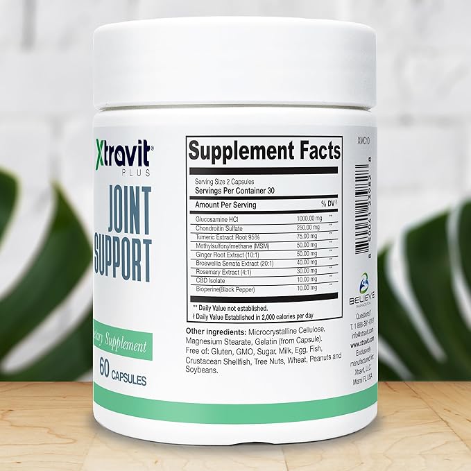 Joint Support Supplement – Advanced Relief Supplements with Glucosamine, Chondroitin, Turmeric Curcumin, Ginger, & Natural Nutritional Extracts for Men & Women - Non-GMO, 60 Capsules
