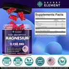 Magnesium Glycinate 2150 MG Gummies, High Absorption Magnesium Glycinate, Citrate & Malate, Sugar-Free, Vegan, Chews for Men & Women, 60 Gummies, Cherry Flavor– 60 Wild Cherry Flavor Chews
