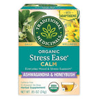 Traditional Medicinals Organic, Stress Ease Calm with Adaptogens, Ashwagandha & Honeybush - Promotes Relaxation - Kosher, Non-GMO, Caffeine-Free, Compostable - 16 Tea Bags