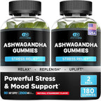 Effective Nutra Ashwagandha Gummies 1500mg – Extra Strength Stress & Sleep Support – 90-Day Supply, Just 2 Gummies Daily – Vegan, Non-GMO, Third-Party Tested – Made in USA (2-Pack)