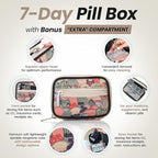 Made Easy Kit Pill Case - Weekly Medicine Organizer with Removable Seven-Day Vitamin & Supplement Box - Premium Neoprene for Travel Purse Accessory (Desert Khaki)