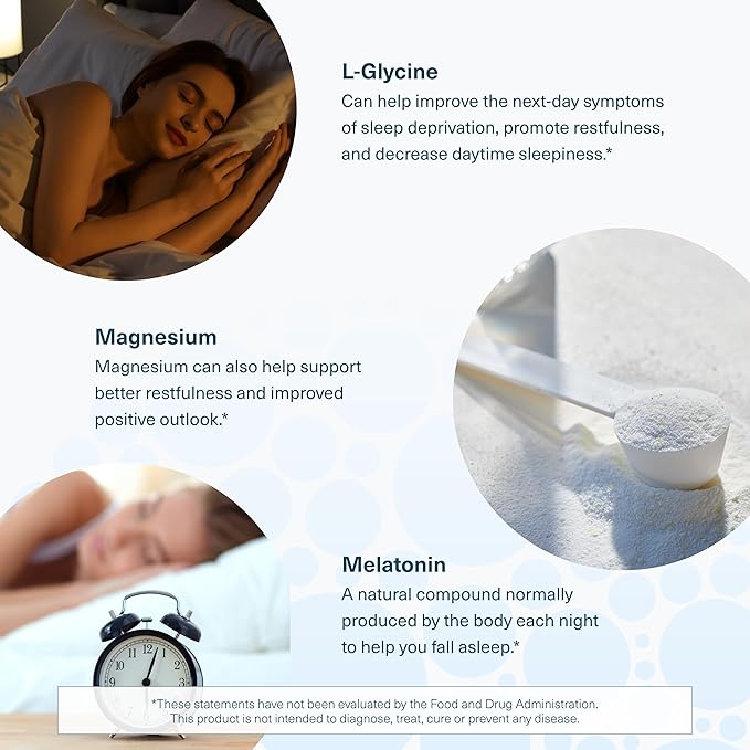 Youtheory Sleep Nighttime Powder - Powder for Circadian Rhythm Support & Stress Relief - Contains L-Theanine & Glycine - 6 oz (30-Day Supply)