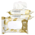 The Honest Company Flushable Wipes for Sensitive Skin, Hypoallergenic, Fragrance-Free, Gilded Wings Design, 126 Count