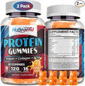 Whey Protein Gummies for Women Men, 12g High Protein Supplements with Collagen & BCAA for Muscle & Energy Recovery, Sugar-Free & Low Calorie Snacks, Orange, 120 Chews