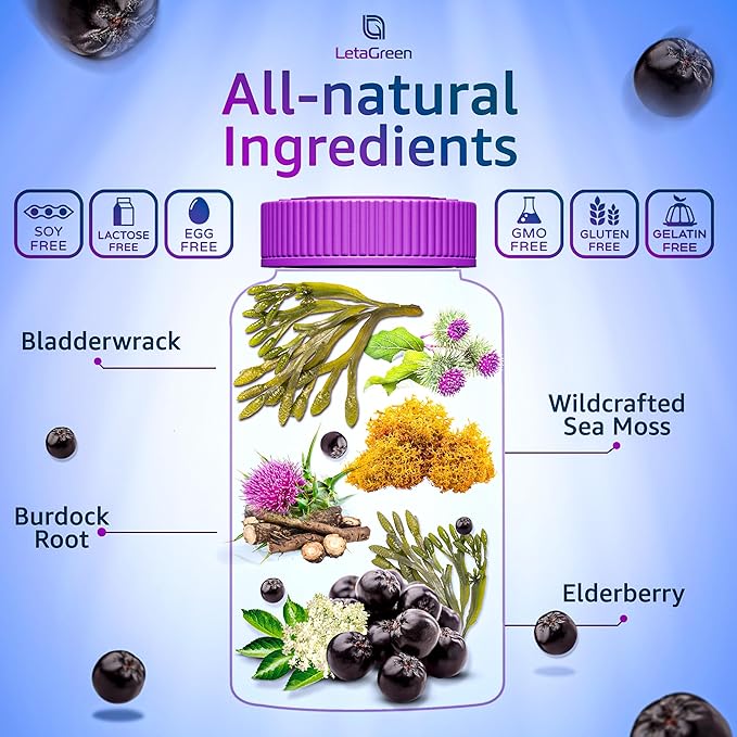 Irish Sea Moss Gummies – Sea Moss Bladderwrack Burdock Elderberry – 60 Vegan Seamoss Bears – Elderberry Gummies for Kids & Adults with Vitamin C & Zinc (Pack of 2)