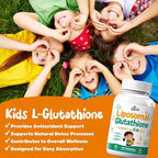 Liposomal Glutathione Gummies for Kids - Vitamin C Supplement for Healthy Immune Support Antioxidants & Detox - Sugar Free Vegan Non GMO