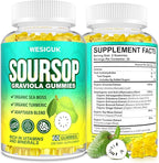 Soursop Graviola Gummies, Max Strength Soursop Leaves Extract with Sea Moss, Turmeric for Cell Support & Regeneration, Immunity, Liver and Antioxidant, Sugar/Gluten Free, Vegan - 60 Soursop Gummies