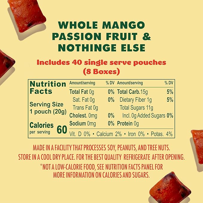 SOLELY - Organic Mango & Passion Fruit Whole Fruit Gummies (Pack of 8 Boxes, 5 Bags per Box) - Fresh Fruit - Healthy Snacks for Adults & Kids - Non GMO, Vegan Snacks, Shelf Stable - 40 Bags (3.5 oz)