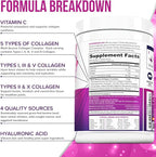 Multi Collagen Peptides Powder for Women - Hydrolyzed Flavored Collagen Powder for Women with Types I II III V & X Vitamin C & Hyaluronic Acid for Hair Skin and Nails (Pink Lemonade) - 30 Servings