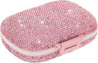 Cute Pill Organizer Small Bling Pill Case for Purse Medicine Vitamin Container Holder Daily Pill Box Container for Women Travel Medicine Kit(Pink)