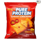 Pure Protein Cheesy Crackers, Cheddar, High Protein Snack, 10G Protein, 1.06 Oz (Pack of 12)