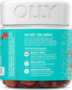Olly Teen Girl Multi Gummy, Healthy Skin and Immune Support, 15 Essential Vitamins, Biotin, Zinc, Calcium, Chewable Multivitamin, Berry Melon, 35 Day Supply, 70 Count