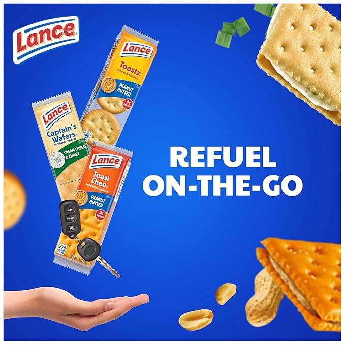 Lance Sandwich Crackers, Variety Pack, 3 Flavors, 20 Individually Wrapped Packs, 6 Sandwiches Each