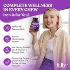 Iron Gummies Supplements for Women, Men and Kids – Health Blood & Energy Support for Iron Deficiency, Anemia, No After Taste- Fresh Grape Flavor- 100 Gummies (50 Days Supply)