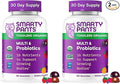 SmartyPants Organic Toddler Multivitamin Gummies: Probiotics,Omega 3 (ALA),Vitamin D3,C,Vitamin B12,B6,A,K&Zinc,Beta Carotene,Gluten Free,Three Fruit Flavors, (30 Day Supply),60 Count (Pack of 2)