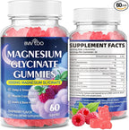 Magnesium Glycinate Gummies 1000mg with L-Threonate, Vitamin D, B6 & CoQ10 - Supports Memory, Calm & Mood - Sugar-Free Raspberry Flavor - 60 Count
