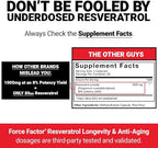 Force Factor Resveratrol Longevity & Anti-Aging, Trans-Resveratrol with Grape Seed Extract, Quercetin & Vitamin C, Anti-Aging Supplement for Cellular Health & Heart Health, Mixed Berry, 60 Soft Chews