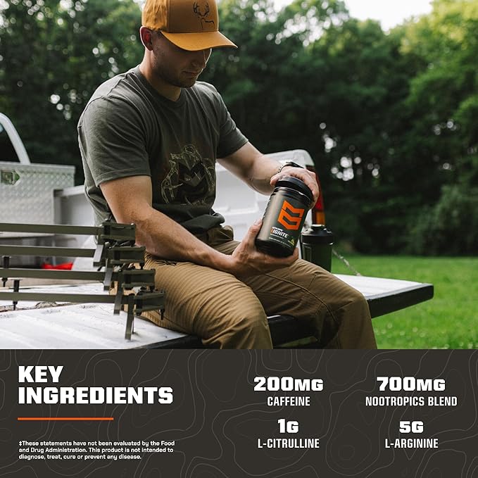 MTN OPS Ignite Sugar Free Energy Drink Powder Naturally Sweetened with Monk Fruit, 200mg Caffeine, Nootropic Blend for Energy, Focus & Endurance, L Arginine & L Citrulline, 45 Servings, Peach Lemonade