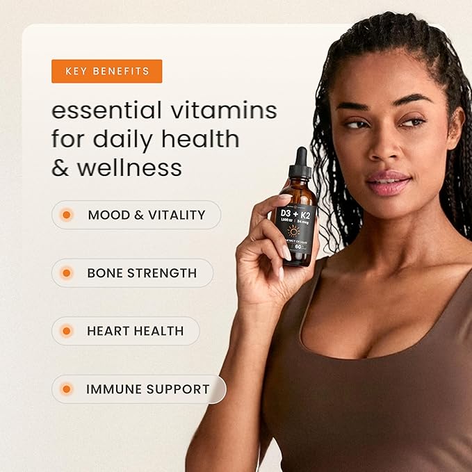 NutraChamps Vitamin D3 K2 Drops, Liquid Vitamin D3 5000 IU & K2 D3 with MK7, Vitamin D Drops for Kids, Bones, Heart & Immune Health, Liquid Vitamin D in MCT Oil for Better Absorption