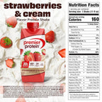 Premier Protein Shake, Strawberries & Cream, 30g Protein, No Added Sugar, 24 Vitamins & Minerals to Support Immune Health, 11 fl oz, 12 Pack