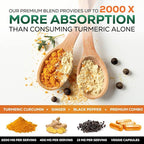 Turmeric Curcumin Supplement - 2000mg Organic Turmeric Per Serving - 95% Curcuminoids, Ginger & BioPerine Black Pepper for Best Absorption - Natural Vegan Joint Support, Bottled in USA - 120 Capsules