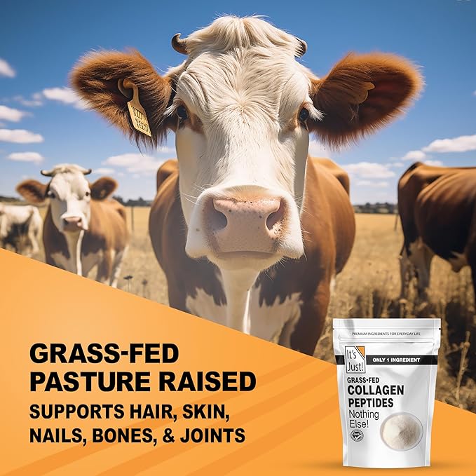 It's Just! - Collagen Peptides (1.25lb) Grass-Fed Protein Powder, Unflavored, GLP-1 Friendly, Heavy Metal Tested by 3rd Party Lab, Type I & III, Hydrolyzed to Dissolve Quickly, 20oz