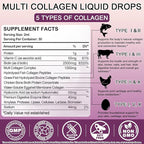 Multi Collagen Peptides Liquid Drops, 2oz – Types I, II, III, V, X, Hydrolyzed Collagen Complex for Hair, Skin, Nails, Bones & Joint Support | Collagen Supplement w. Hyaluronic Acid, Biotin, Vitamin C
