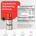 Ryde: Energize Shot | Tropical Flavor | Green Tea Caffeine, Taurine, Ginseng Extract & B Vitamins | 0 Calories, 0 Sugar | 2 FL OZ Shots | Boosts energy* (8 Pack)