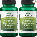 Swanson Valerian, Chamomile & Hops - Full Spectrum Herbal Supplement Promoting Relaxation & Comfort - Natural Formula Supporting Mind & Body Wellness - (60 Capsules) (2 Pack)