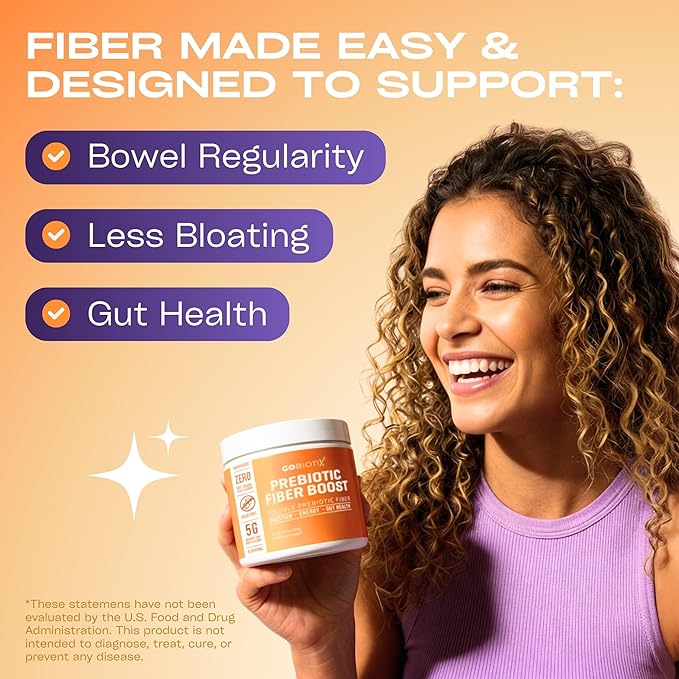 GOBIOTIX Fiber Supplement Powder with Prebiotics for Digestive Health and GLP-1 Support, Soluble Fiber for Gut Health & Debloat, Keto, Vegan, Gluten & Sugar Free, 35 Servings (3 Pack)