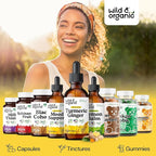 Wild & Organic Turmeric and Ginger Supplement Drops - Joint & Immune Support - Liquid Turmeric with Ginger and Black Pepper Extract - Curcumin Supplement - Vegan, Sugar & Alcohol-Free Tincture - 2 oz