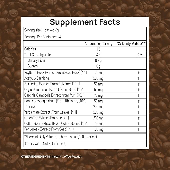 Slim Coffee GLP-1 Supplement | GLP 1 Booster to Control Appetite and Cravings | Great Tasting Metabolic Support - Coffee Bean Extract, Green Tea, Yerba Mate (Regular)