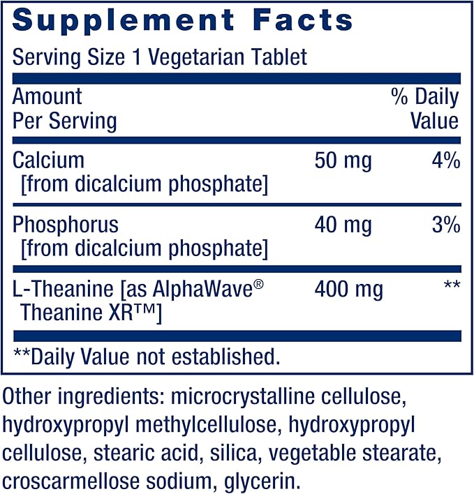 Life Extension Theanine XR™ Stress Relief – L-Theanine – Promotes a Calm Response to Daytime Stress – Non-GMO, Gluten-Free, Vegetarian – 30 Tablets
