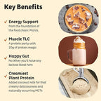 KOS Organic Vegan Protein Powder with 50mg Caffeine, Salted Caramel Coffee - Pea Protein Blend, Plant Based Superfood Rich in Vitamins & Minerals - Meal Replacement for Women & Men, 28 Servings
