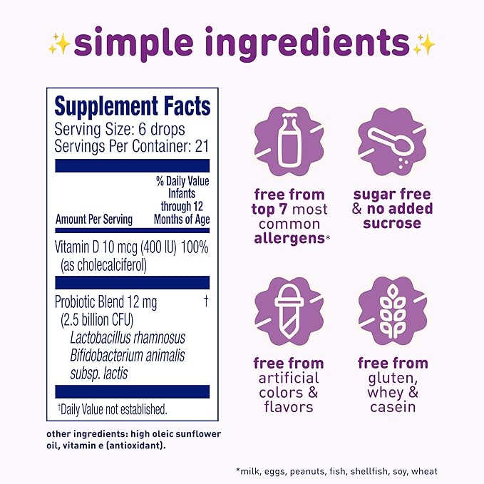 Enfamil Prenatals & Baby Vitamins Dual Probiotics Drops, Supports Baby's Immune & Digestive Health*, 8.7mL Bottle