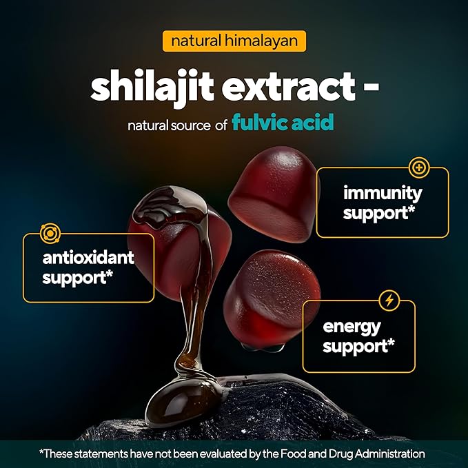 VitaUp Himalayan Shilajit Gummies - Sugar Free Natural Shilajit Gummies with Fulvic Acid, Ashwagandha, Lions Mane, Black Seed - Immune & Energy Support - 120 Count