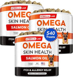 STRELLALAB Omega 3 for Dogs - (540Ct) Fish Oil Treats - Allergy & Itch Relief Skin&Coat Supplement - Dry Itchy Skin, Shedding, Hot Spots Treatment, Anti Itch - Pet Salmon Oil Chews - Chicken