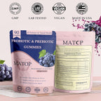 MATOP Vaginal Probiotic Prebiotic Gummies for Women - Vaginal pH Balance & Digestive Support, Grape Flavor, Vegan, Sugar-Free, Gluten-Free, 90 Count