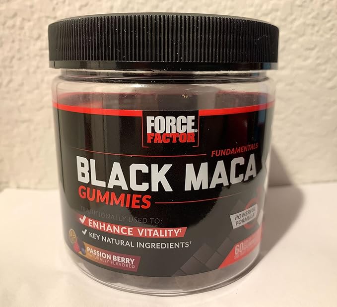Force Factor Black Maca Gummies, 2-Pack, Black Maca Root to Enhance Male Vitality, Increase Energy & Strength, with BioPerine for Superior Absorption, Delicious Passion Berry Flavor, 120 Gummies