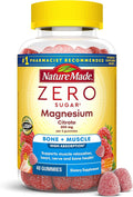 Nature Made Zero Sugar Magnesium Citrate Gummies 200 Mg Per Serving, Muscle & Bone Support, Aspartame Free, 40 Sugar Free High Absorption Magnesium Gummies, 20 Day Supply