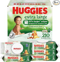 Huggies Extra Large Baby Wipes, Unscented, 5 Flip-Top Packs, 210 XL Wipes Total, Packaging May Vary
