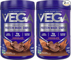 Vega Protein Made Simple - 15g Plant-Based Pea Protein, Chocolate, 10 Servings, No Artificial Sweeteners or Gums, Non-GMO[Stevia, Gluten & Dairy Free] 9.6oz (Packaging May Vary) (Pack of 2)