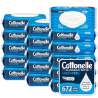 Cottonelle Fresh Feel Flushable Wet Wipes, Adult Wet Wipes, 16 Flip-Top Packs, 42 Wipes Per Pack (672 Total Wipes), Packaging May Vary
